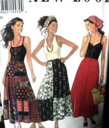 6239 NL LONG FLARE SKIRT LENGTHS,PATCHWORK/PLAIN PATTERN 8-18